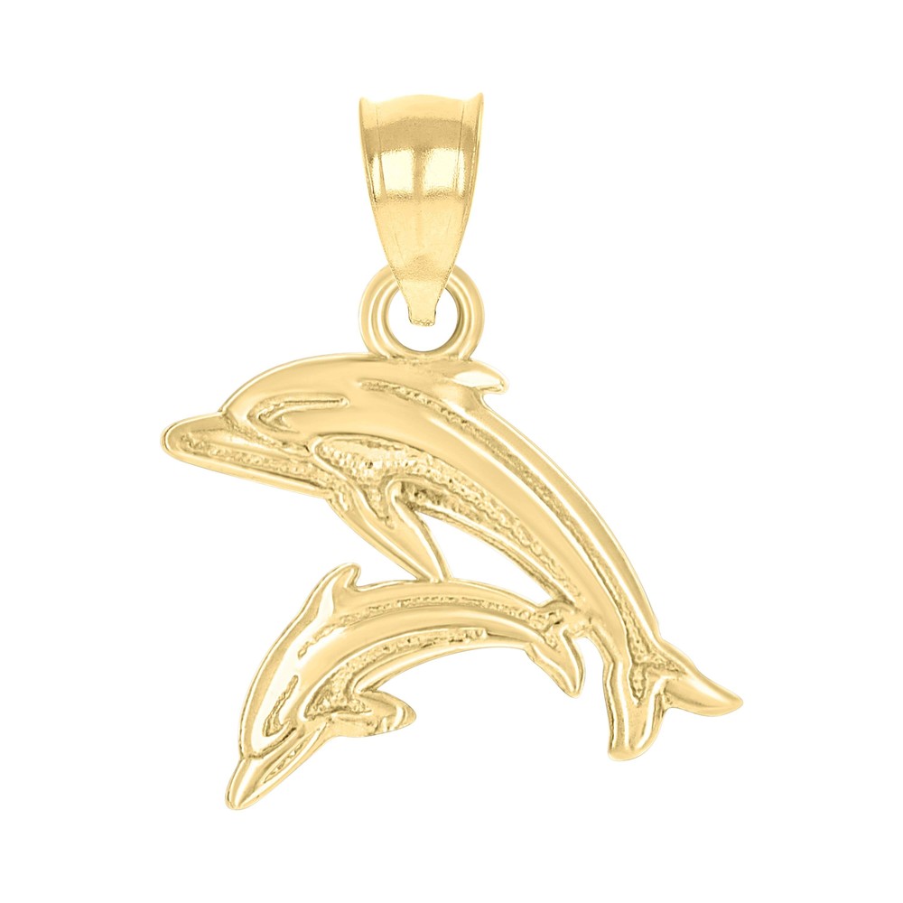 10kt 10k Yellow Gold Diamond-Cut Womens Dolphins Animal Charm Pendant